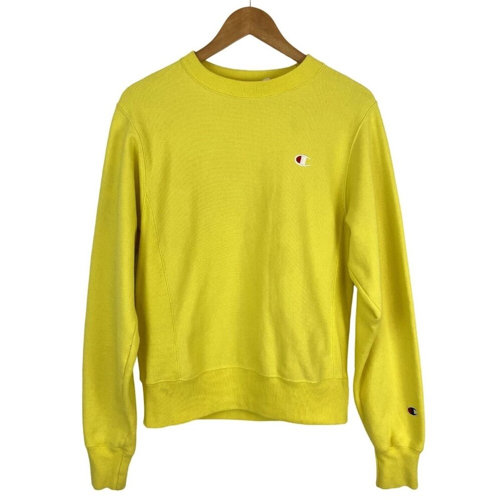 Champion Womens Sweatshirt Bright Yellow Reverse Weave Size XS